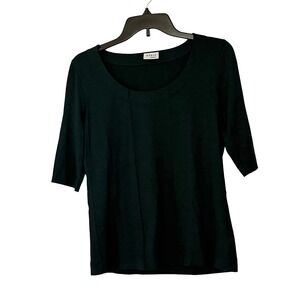 Akris Punto Dark Green Scoop Neck Top Elbow Sleeve - 10